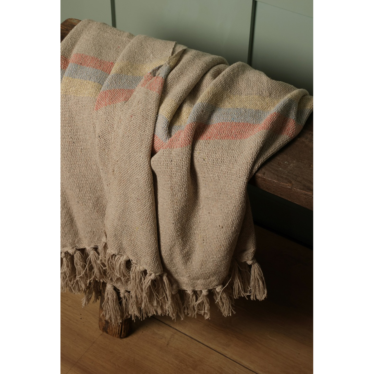 Decke Überwurf Streifen 100% Baumwolle 130x180 cm Skandinavisch Blau-Bernstein Decke Überwurf Streifen 100% Baumwolle 130x180 cm Skandinavisch Blau-Bernstein