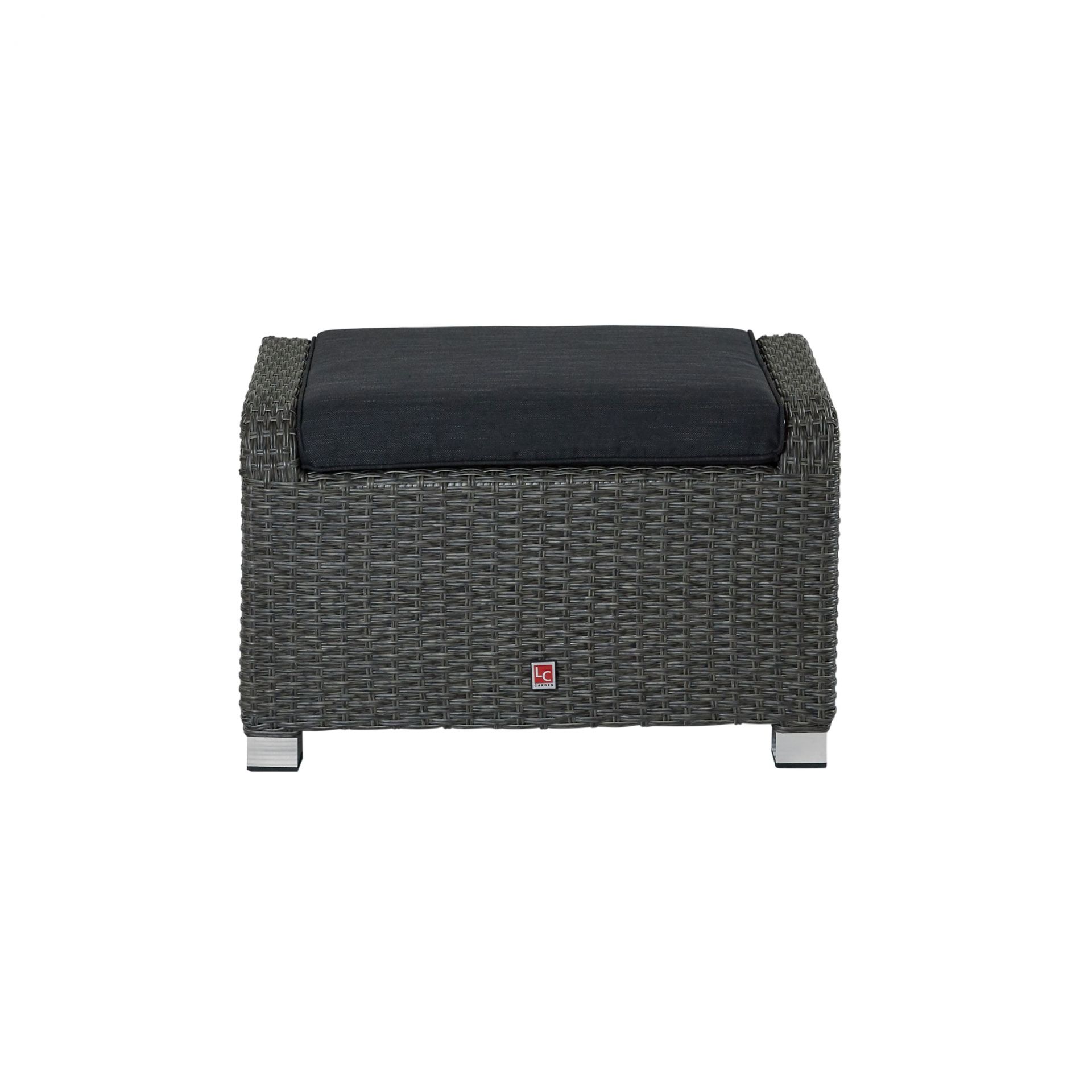 Hocker Fußbank Kansas, grau-mix, Rattanoptik, Garten, wetterfest Hocker Fußbank Kansas, grau-mix, Rattanoptik, Garten, wetterfest