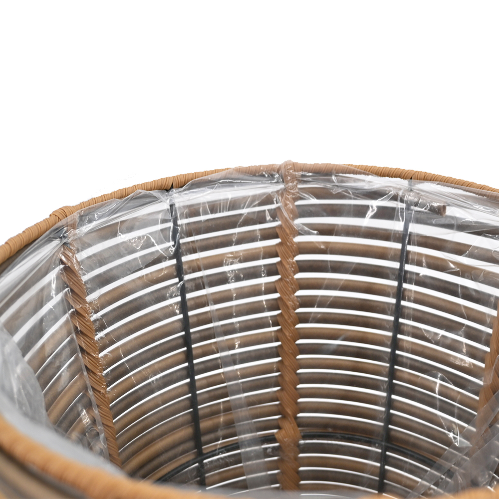 Pflanzkörbe Blumentopf Korb mit Henkel Übertopf 2er Set, Rattan, rund, braun Pflanzkörbe Blumentopf Korb mit Henkel Übertopf 2er Set, Rattan, rund, braun