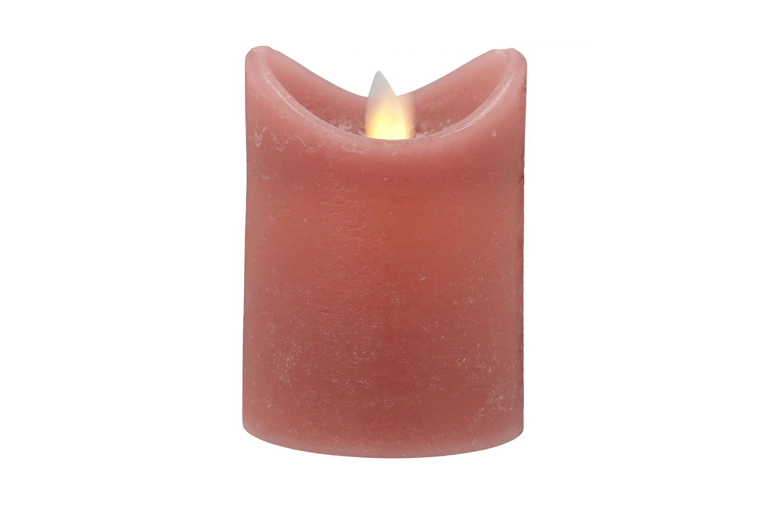 LED-Kerze Ø7,5x10 cm Echtwachs Stumpenkerze Rustikal Timer Rosa