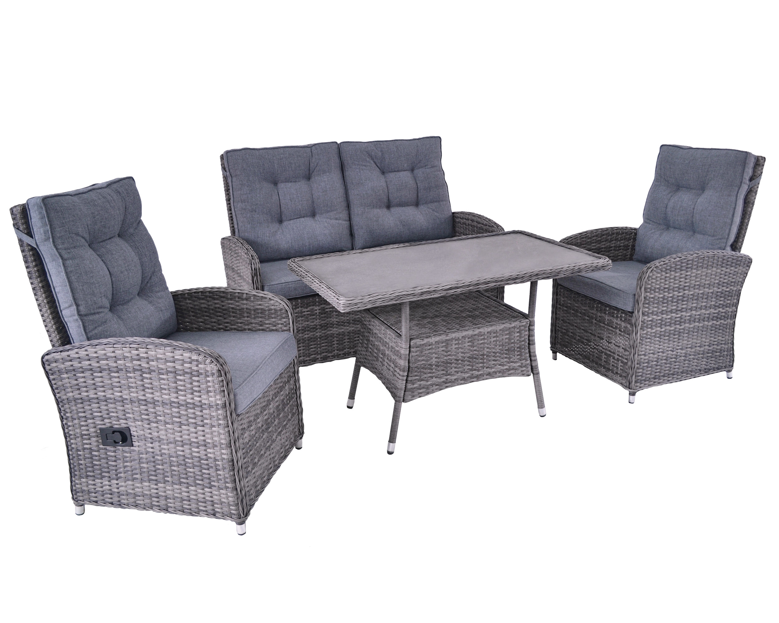 Lounge Set 4-tlg. Denver Garten Sitzgruppe Loungegarnitur omega-grau Lounge Set 4-tlg. Denver Garten Sitzgruppe Loungegarnitur omega-grau