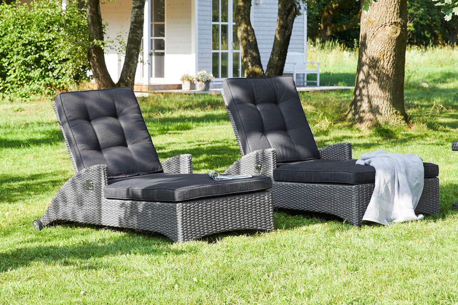 Gartenliege Kansas Sonnenliege Relaxliege Grau-Mix