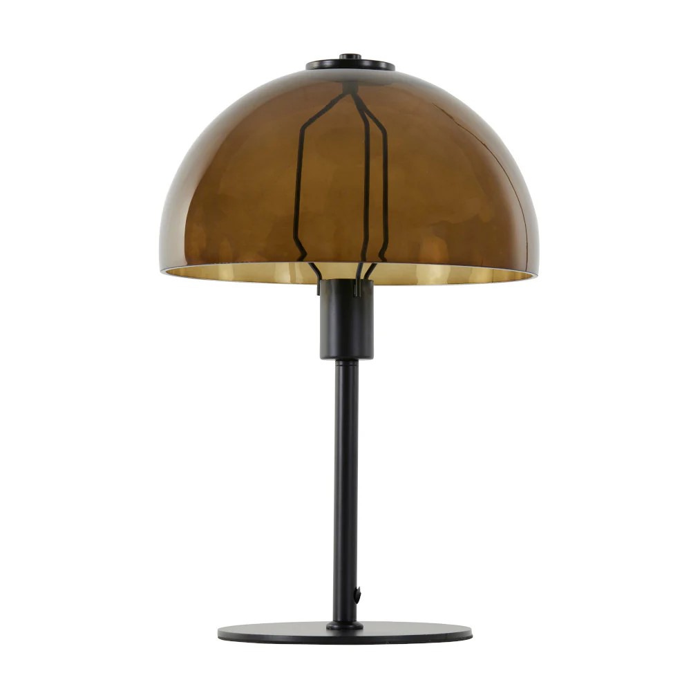 Tischleuchte MELLAN von Light & Living Ø30x45 cm Lampe Schwarz+Glas Braun