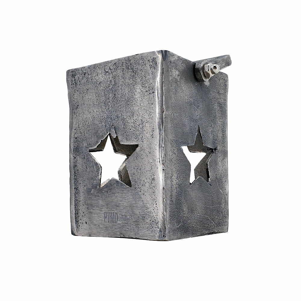 Windlicht Teelicht Laterne Stern von PTMD mit Henkel Grau Kerze Aluminium