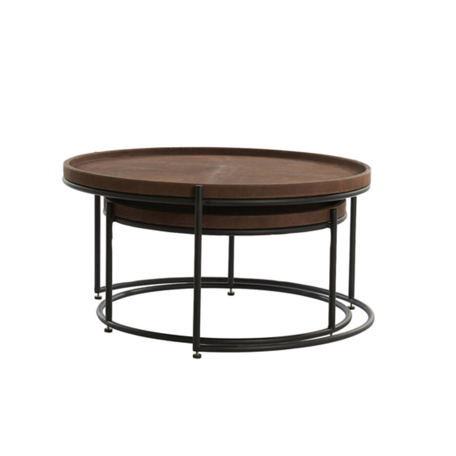 Couchtisch 2er Set JAIRO von Light & Living Wohnzimmertisch Leder braun+schwarz