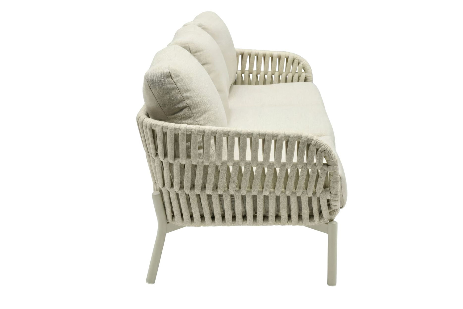 Loungesofa Malte 3-Sitzer Gartensofa mit Polster Relaxsofa Rope Taupe