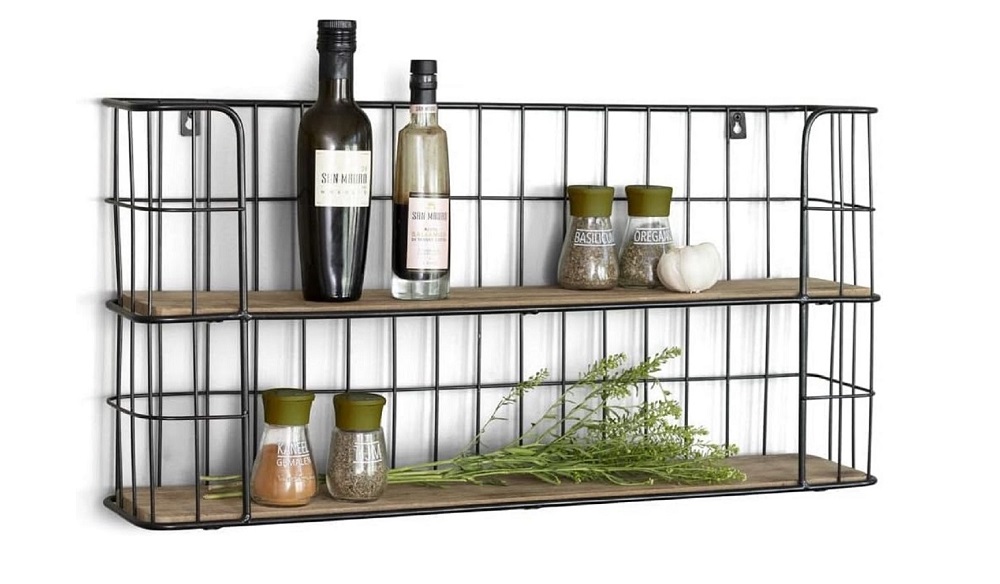 LIFA LIVING Schweberegal Malaga Holz Metall Wandregal mit 4 Etagen Hängeregal 66,5 x 14,3 x 33,6 cm