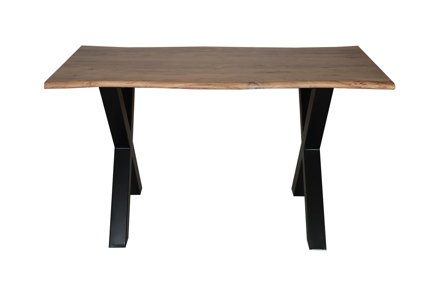 Esstisch Madrid 140x75 cm Massivholz Baumkante X-Beine Holztisch Akazienholz