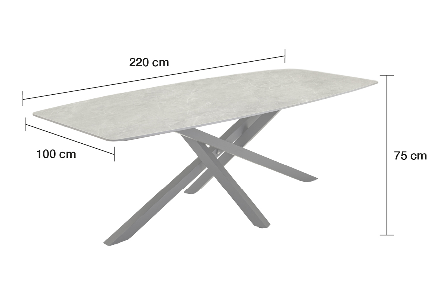 Gartentisch Concord Esstisch Terrassentisch 220x100x75cm sintered stone Anthrazit