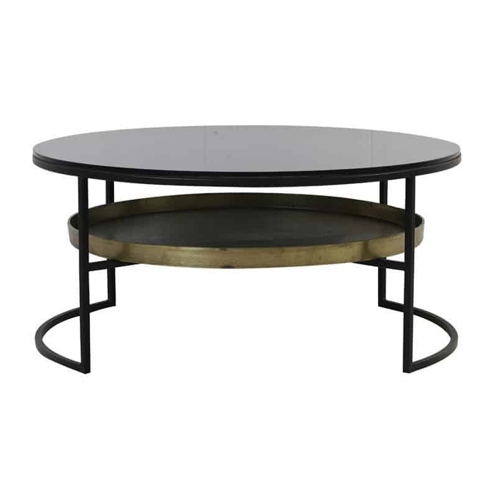 Couchtisch ROWDY von Light & Living Ø88x40 cm Glas Schwarz-Antik Bronze