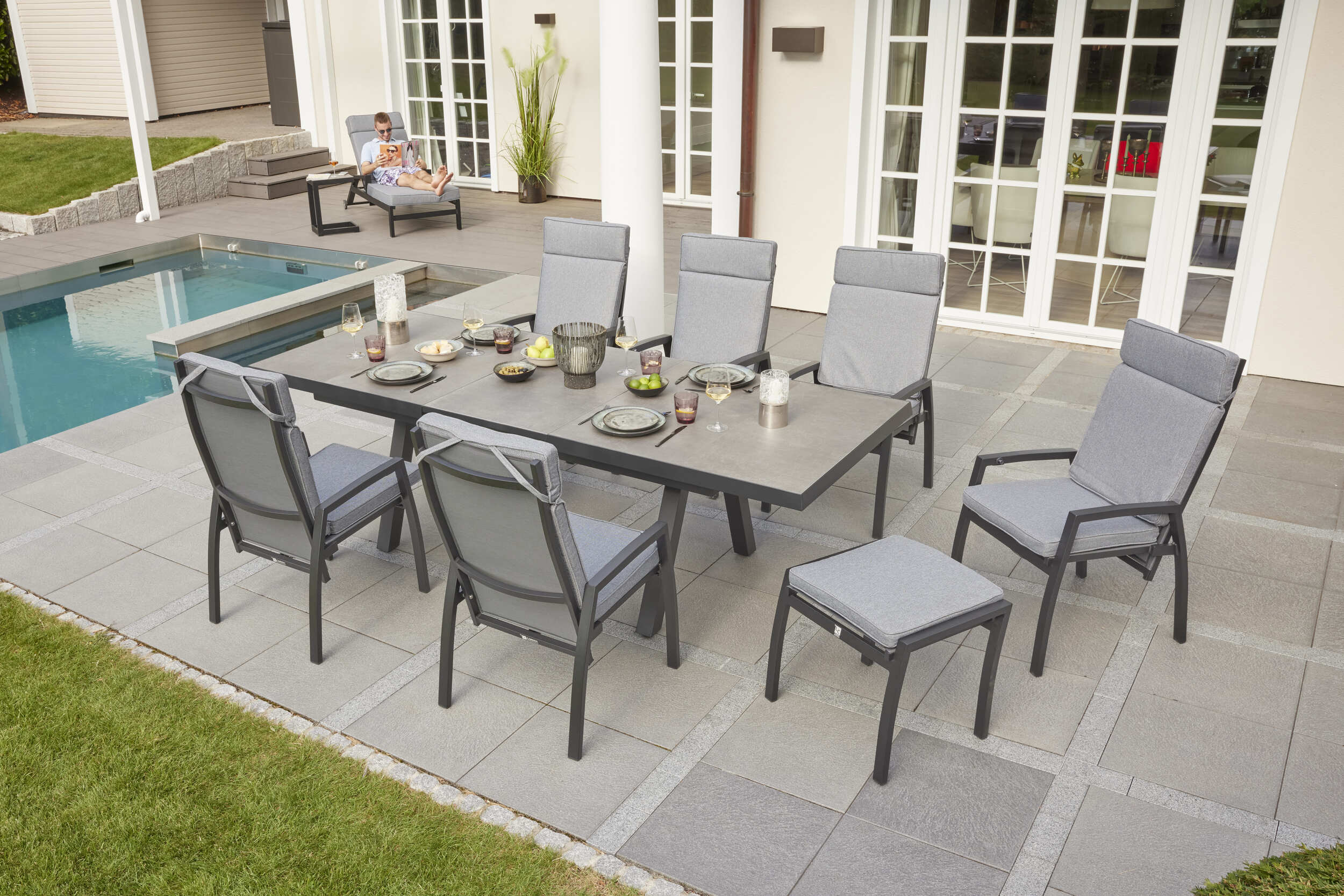 Ausziehtisch Gartentisch Kalifornien Esstisch Keramik 200/260x100x75cm