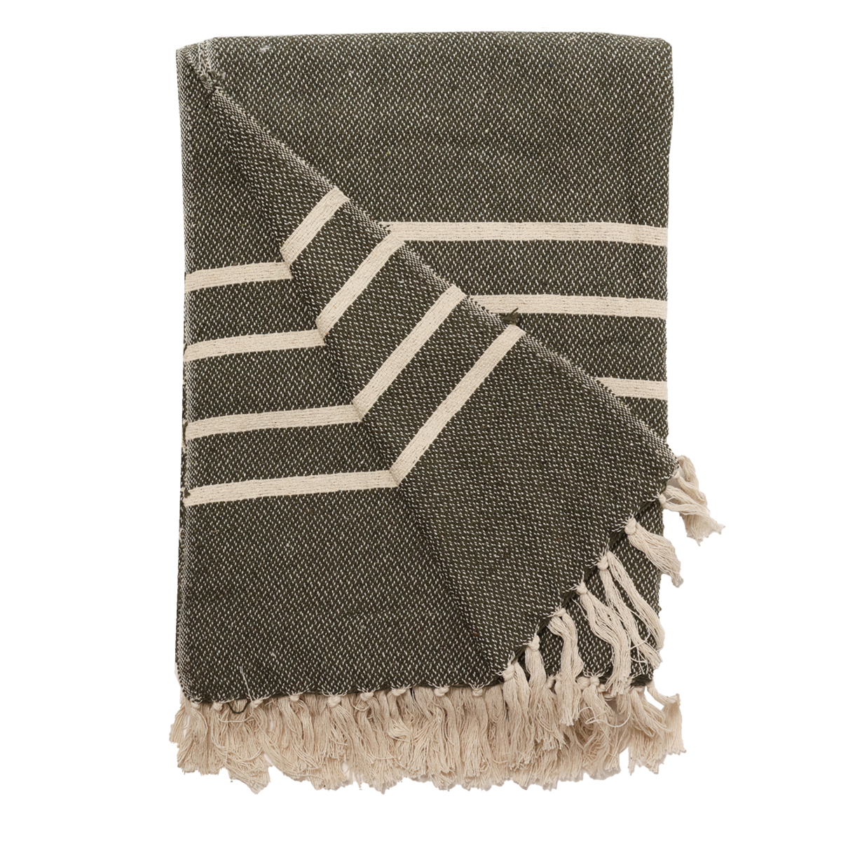 Decke Überwurf Mila 100% Baumwolle 130x180 cm Skandinavisch Grün-Creme Decke Überwurf Mila 100% Baumwolle 130x180 cm Skandinavisch