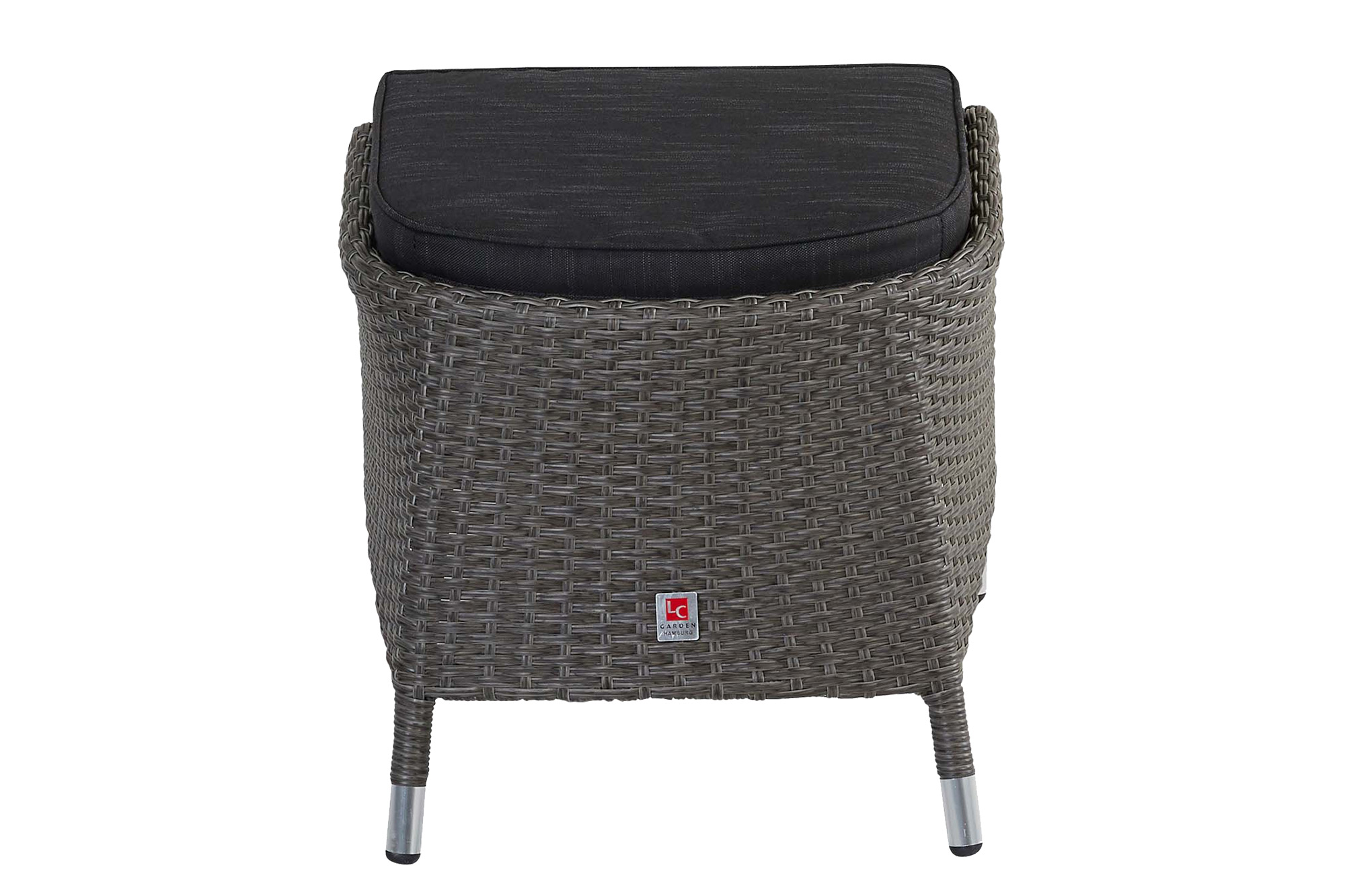 Hocker Fußbank Kansas, grau-mix, Rattanoptik, Garten, wetterfest