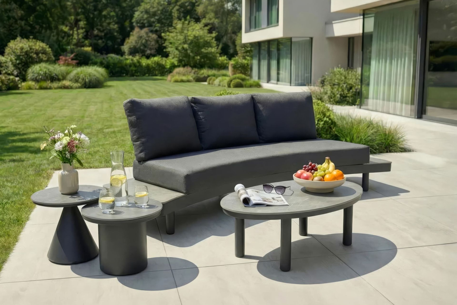 Couchtisch Madison Beistelltisch Gartentisch Ø50x43 cm Rund Betonoptik Keramik Couchtisch Madison Beistelltisch Gartentisch Ø50x43 cm Rund Betonoptik Keramik