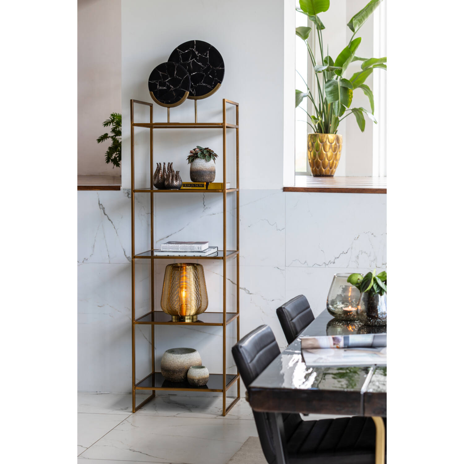 Standregal MARIKI von Light & Living 55x40x180 cm Schrank offen Rauchglas-Gold Standregal MARIKI von Light & Living 55x40x180 cm Schrank offen Rauchglas-Gold