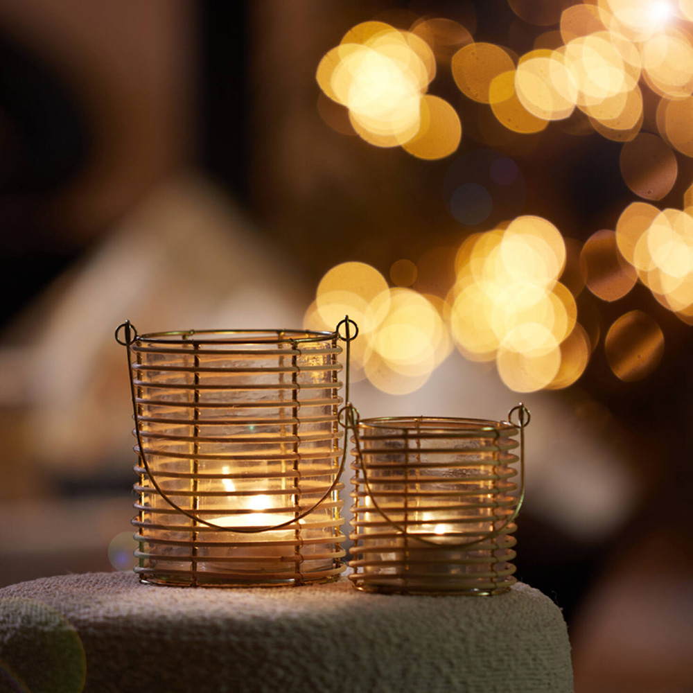 Teelicht Windlicht OSANA von Light & Living Ø10x13 cm Rattan Naturell