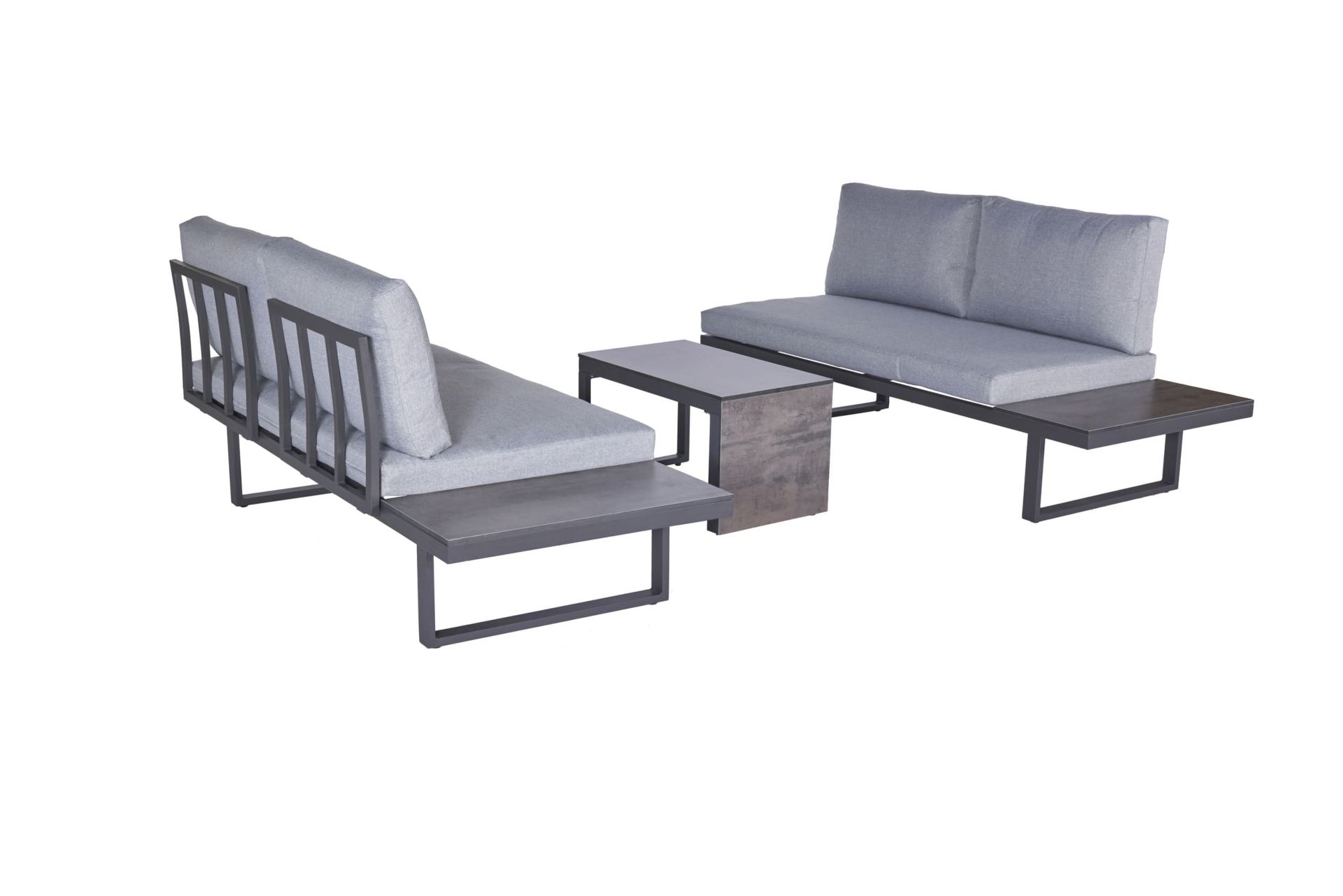 Gartenlounge Loungeset Ecksofa Balkonset Nairobi 3tlg. Aluminium/HPL anthrazit Gartenlounge Loungeset Ecksofa Balkonset Nairobi 3tlg. Aluminium/HPL anthrazit