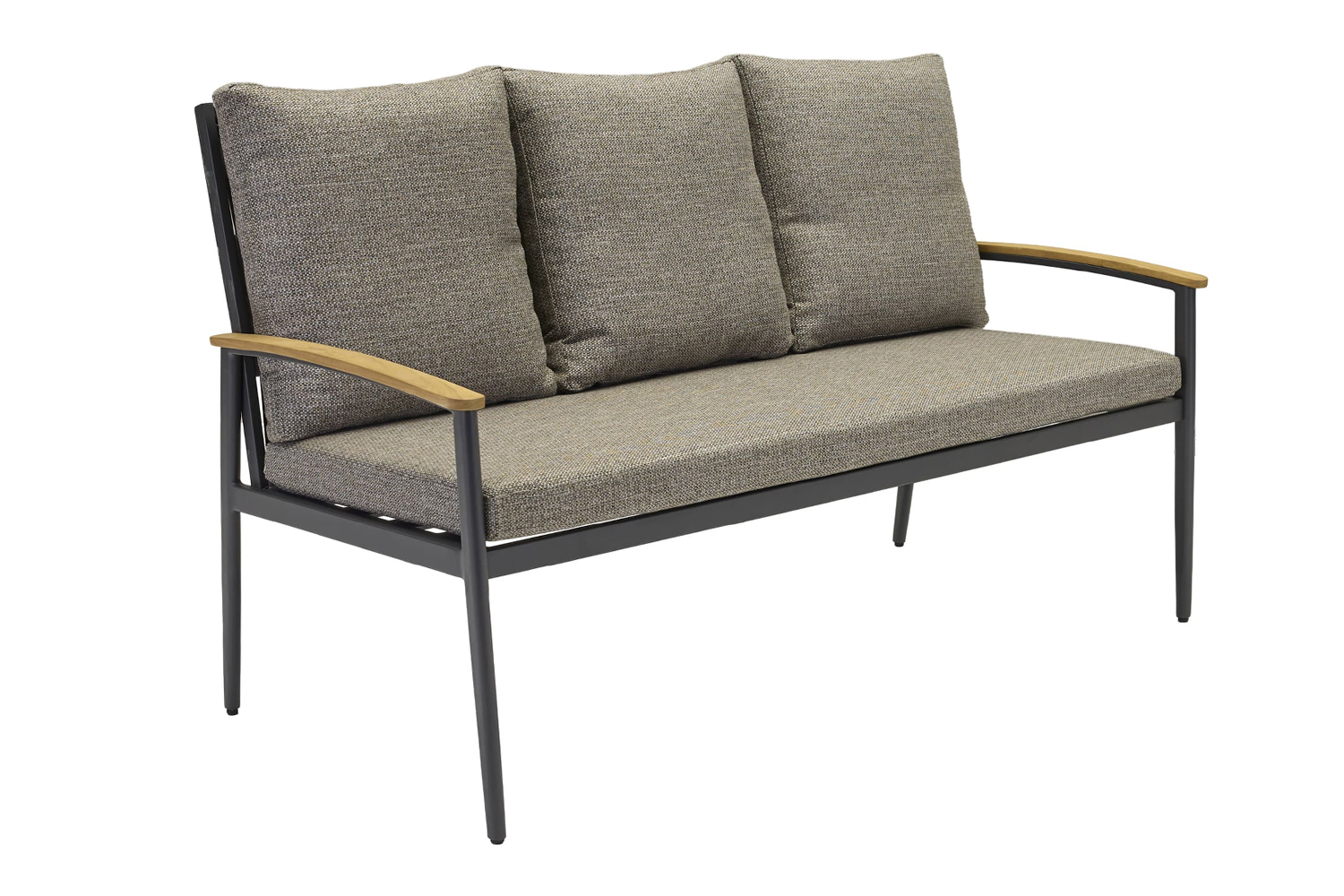 Loungesofa Phoenix 3-Sitzer 160cm Gartensofa mit Polster Teak Rope Anthrazit