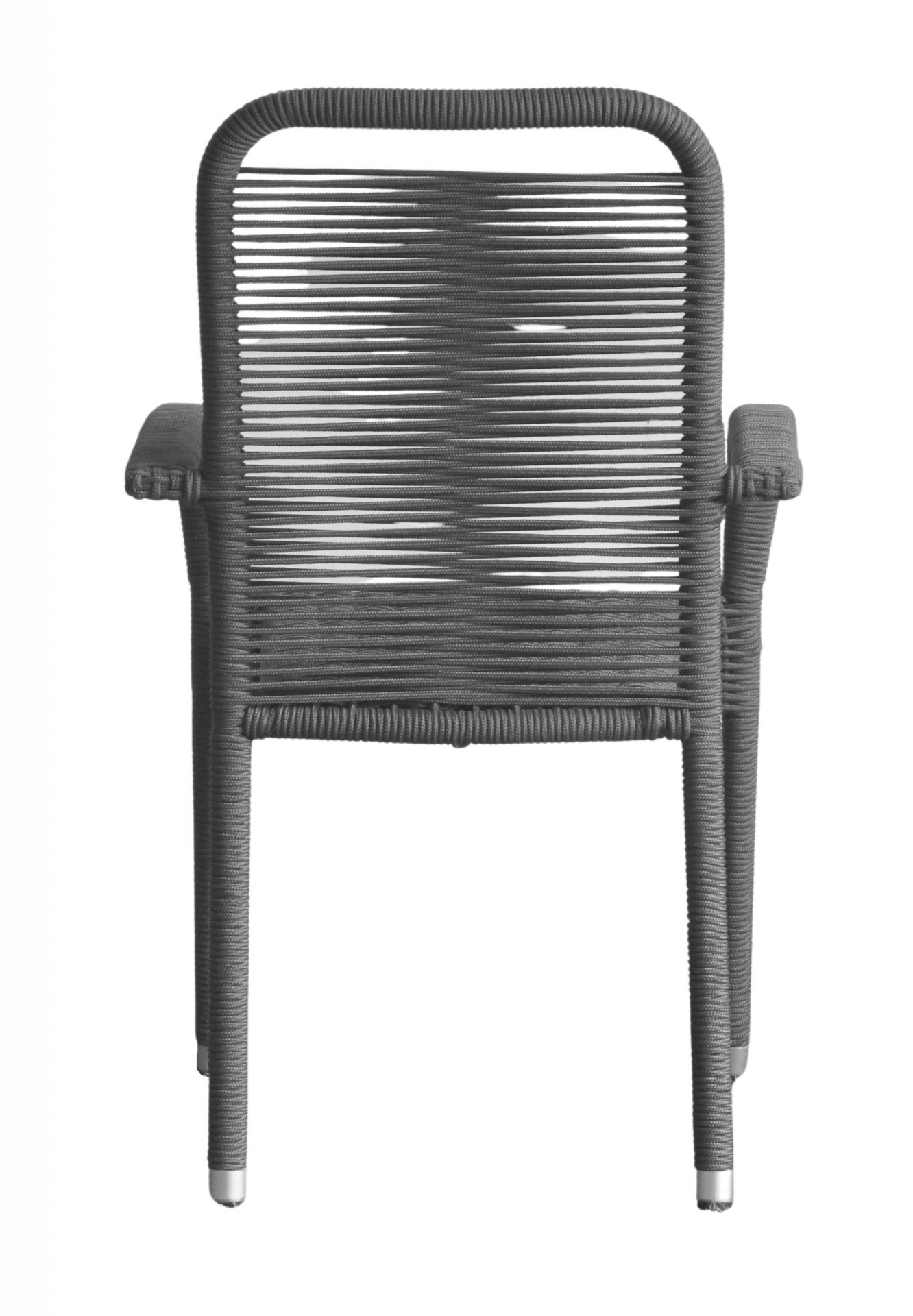 Stapelstuhl Aires Gartenstuhl Armlehnenstuhl Balkonstuhl grau Rope Geflecht