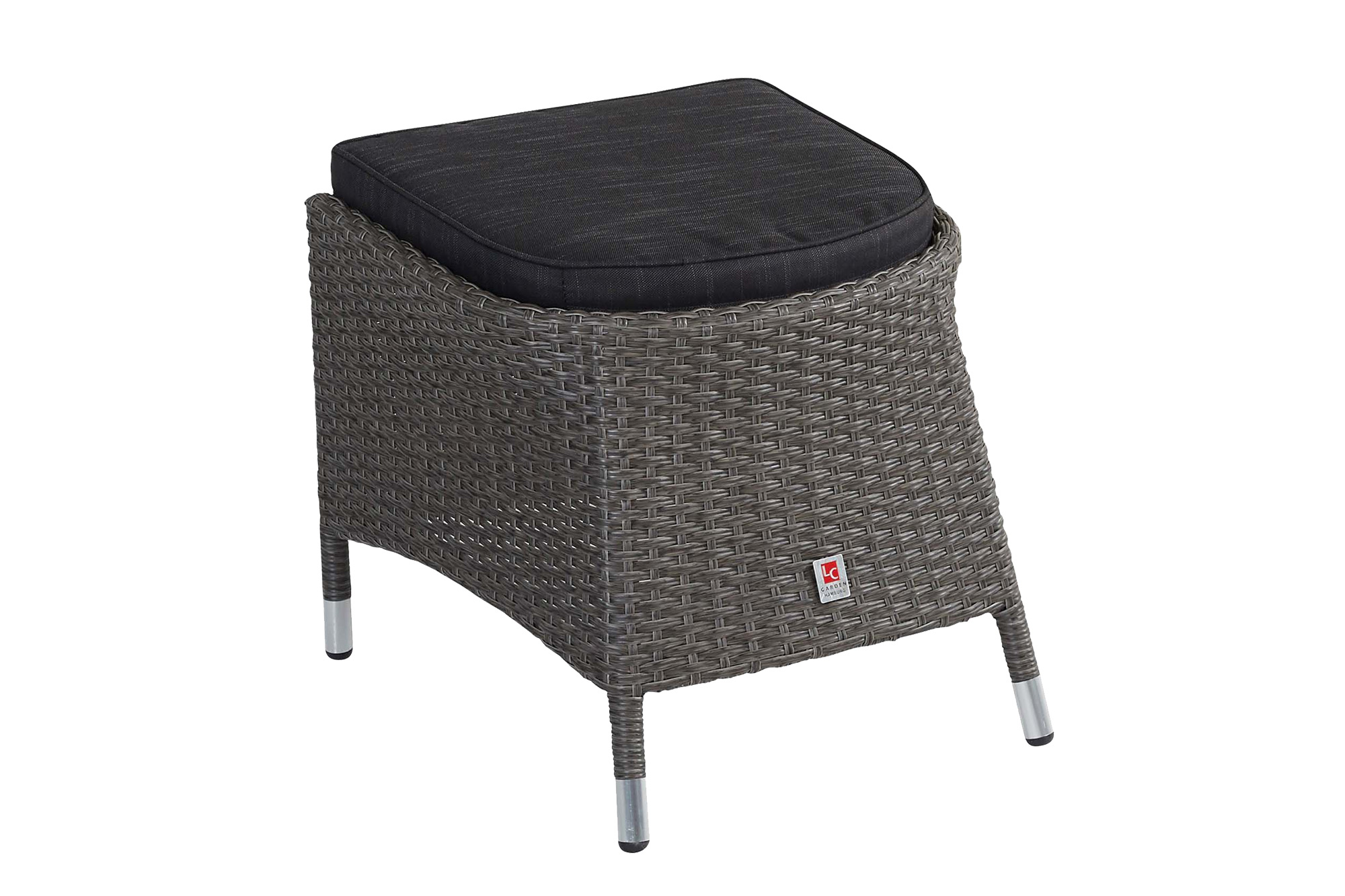 Hocker Fußbank Kansas, grau-mix, Rattanoptik, Garten, wetterfest