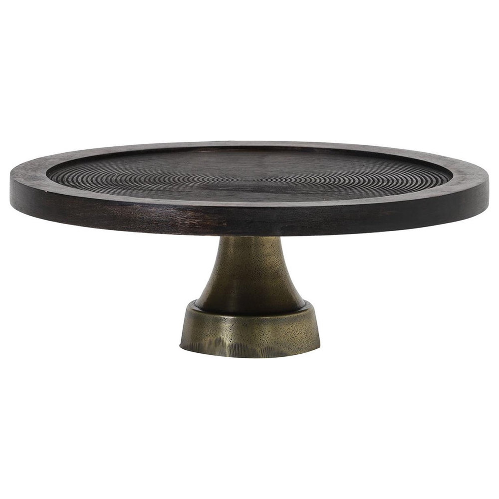 Schale auf Fuß KAMUDI Ø34x13 von Light & Living Servierplatte Holz-Bronze