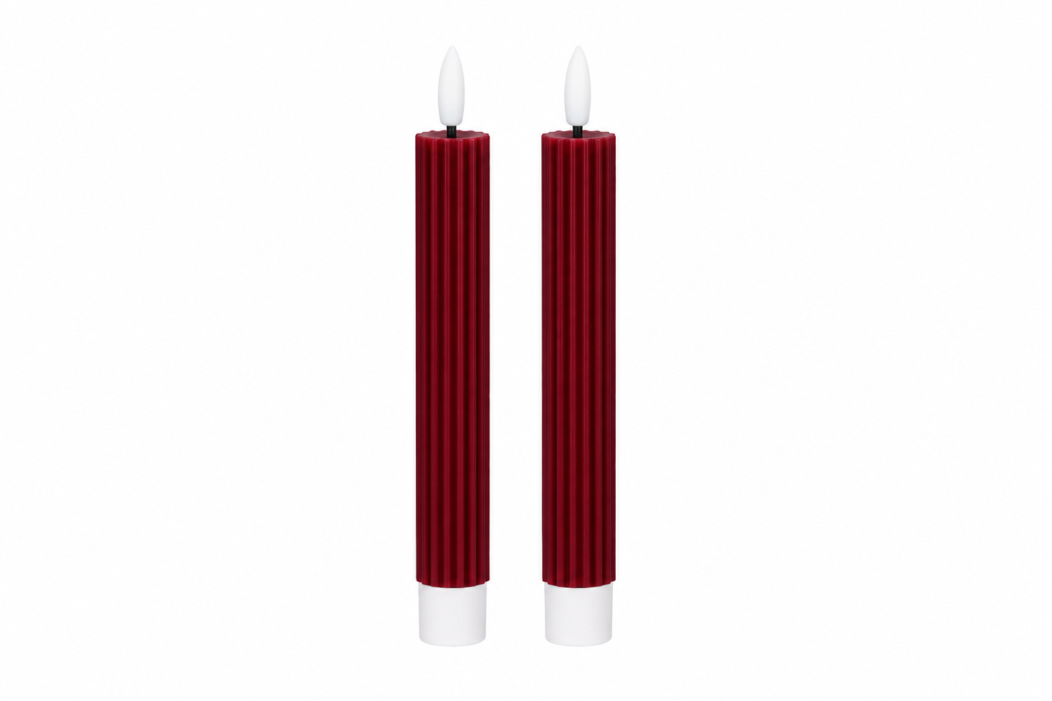 0017537-led-stabkerzen-echtwachs-dinnerkerze-dunkelrot_2.jpg LED-Stabkerzen 2er Set Ø2,2x15,5 cm Dinnerkerze Riffel Timer Dunkelrot