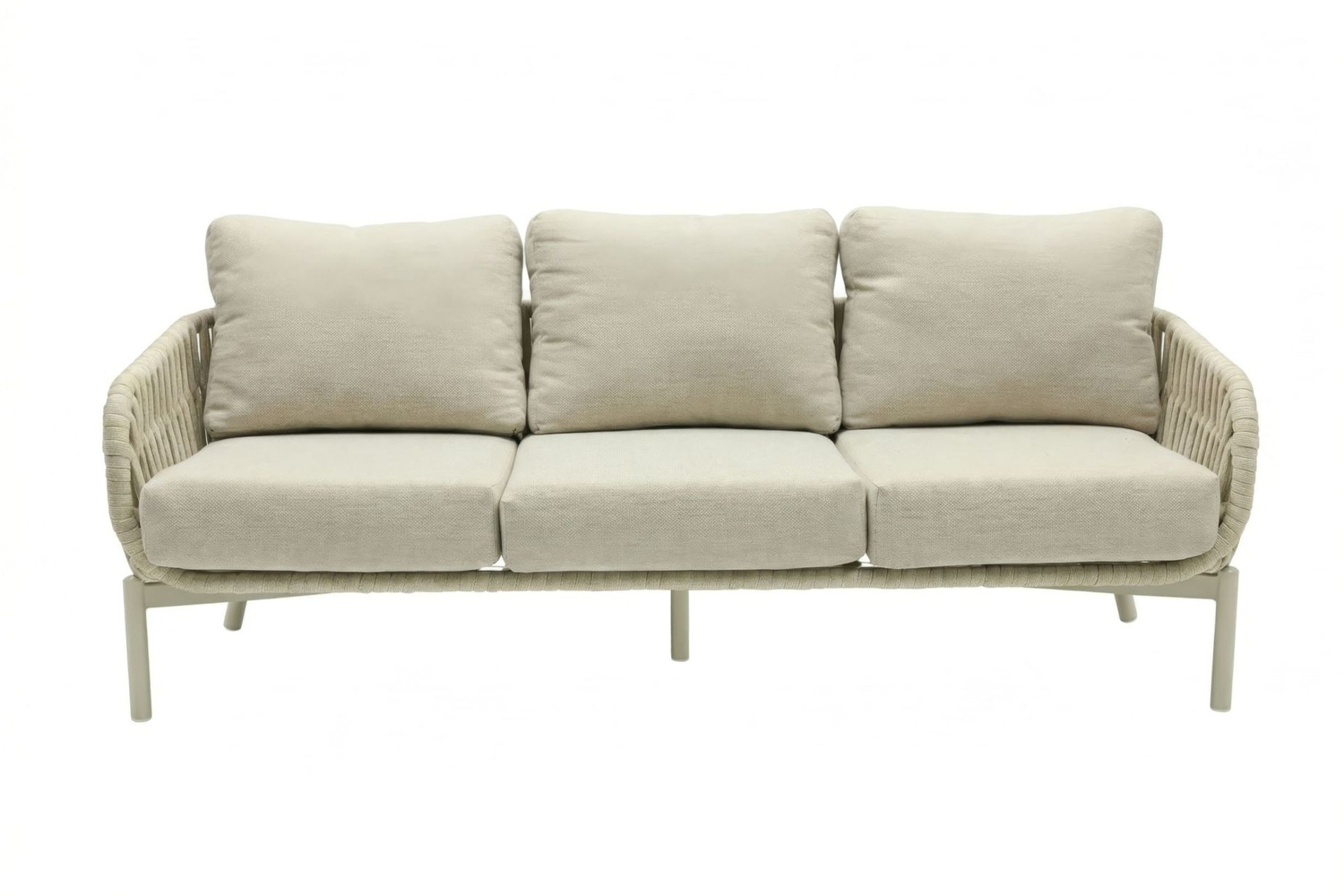 Loungesofa Malte 3-Sitzer Gartensofa mit Polster Relaxsofa Rope Taupe Loungesofa Malte 3-Sitzer Gartensofa mit Polster Relaxsofa Rope Taupe