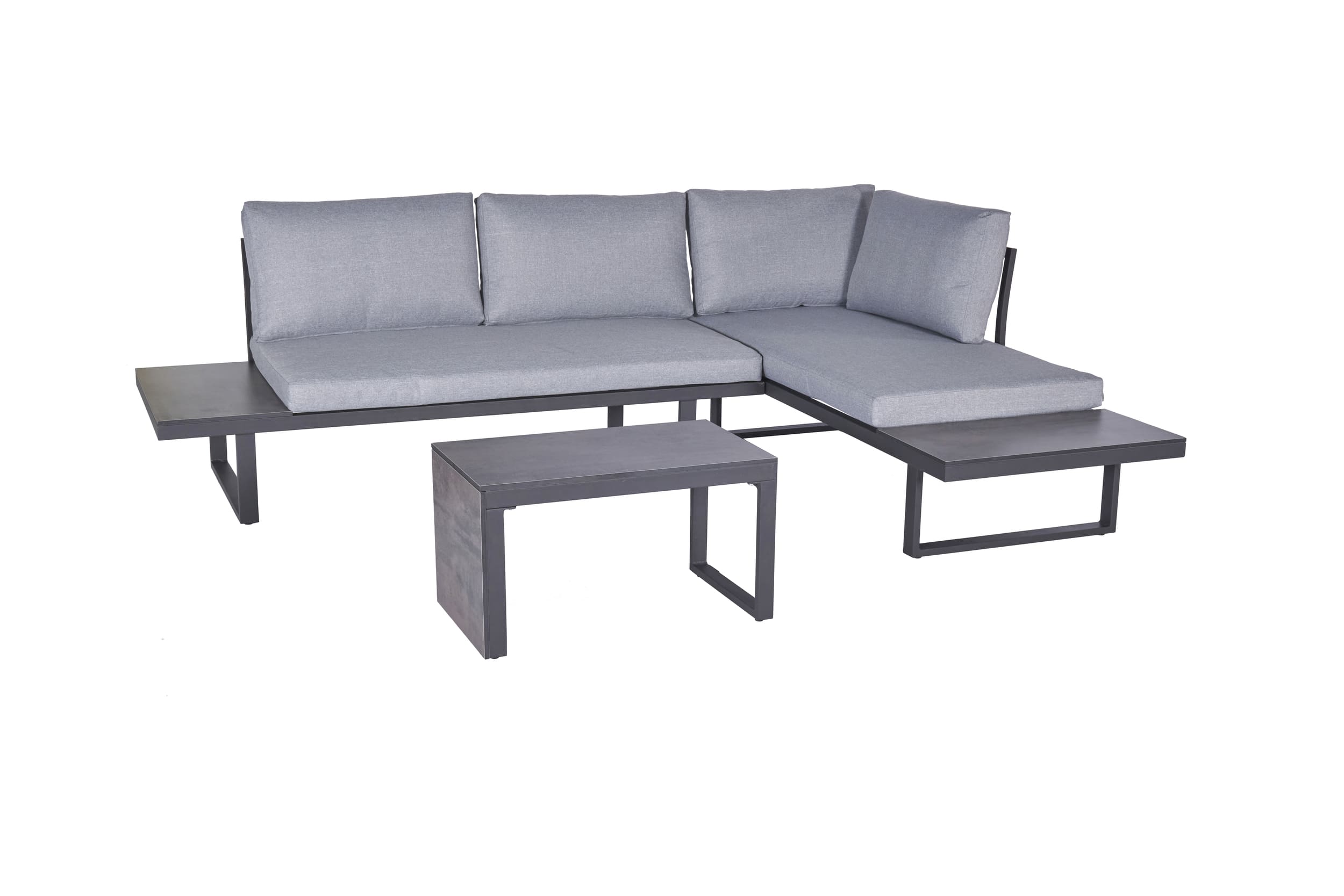 Gartenlounge Loungeset Ecksofa Balkonset Nairobi 3tlg. Aluminium/HPL anthrazit Gartenlounge Loungeset Ecksofa Balkonset Nairobi 3tlg. Aluminium/HPL anthrazit