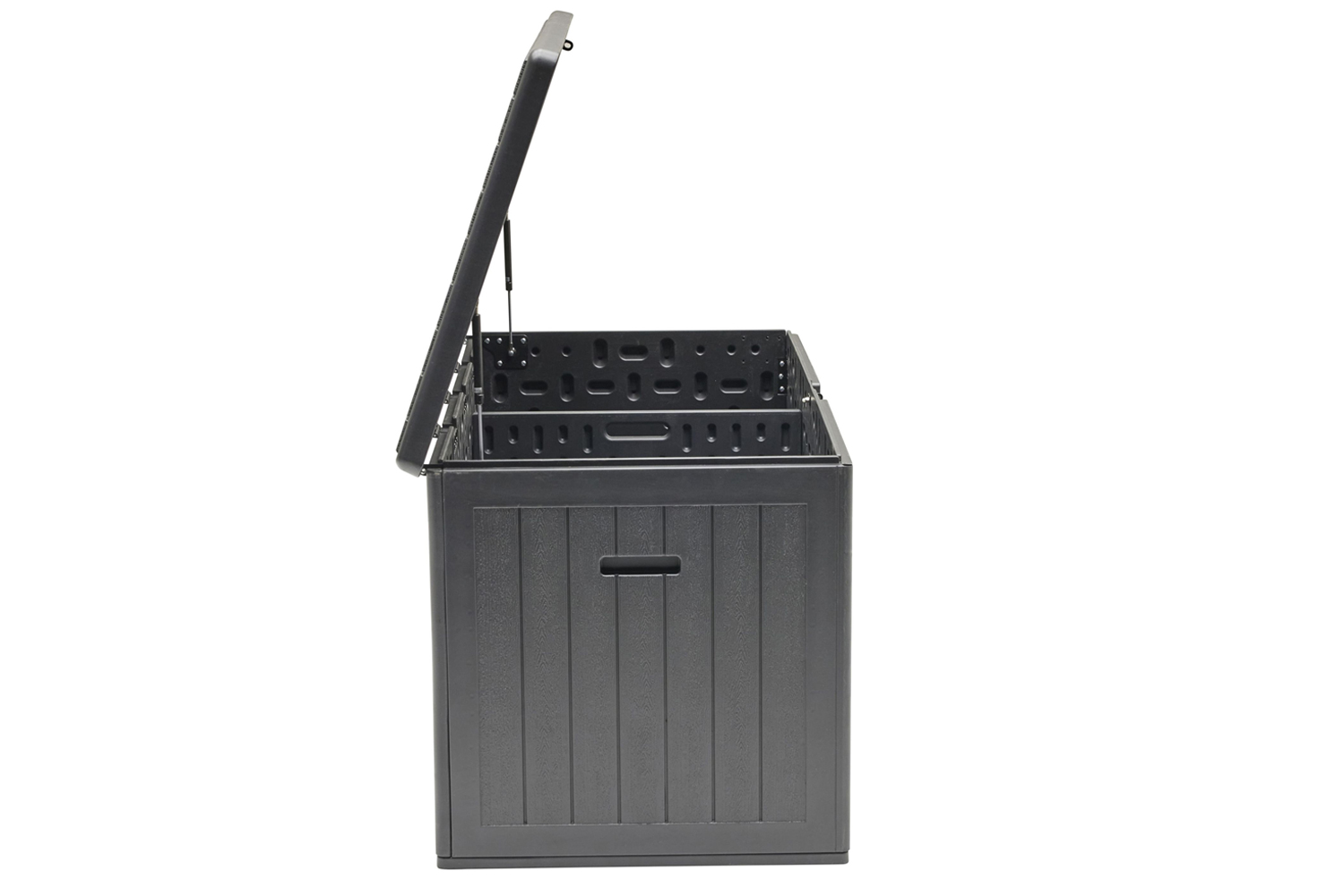 Aufbewahrungsbox Lilo Kissenbox Gartentruhe 160x80 cm Holzmaserung Schwarz