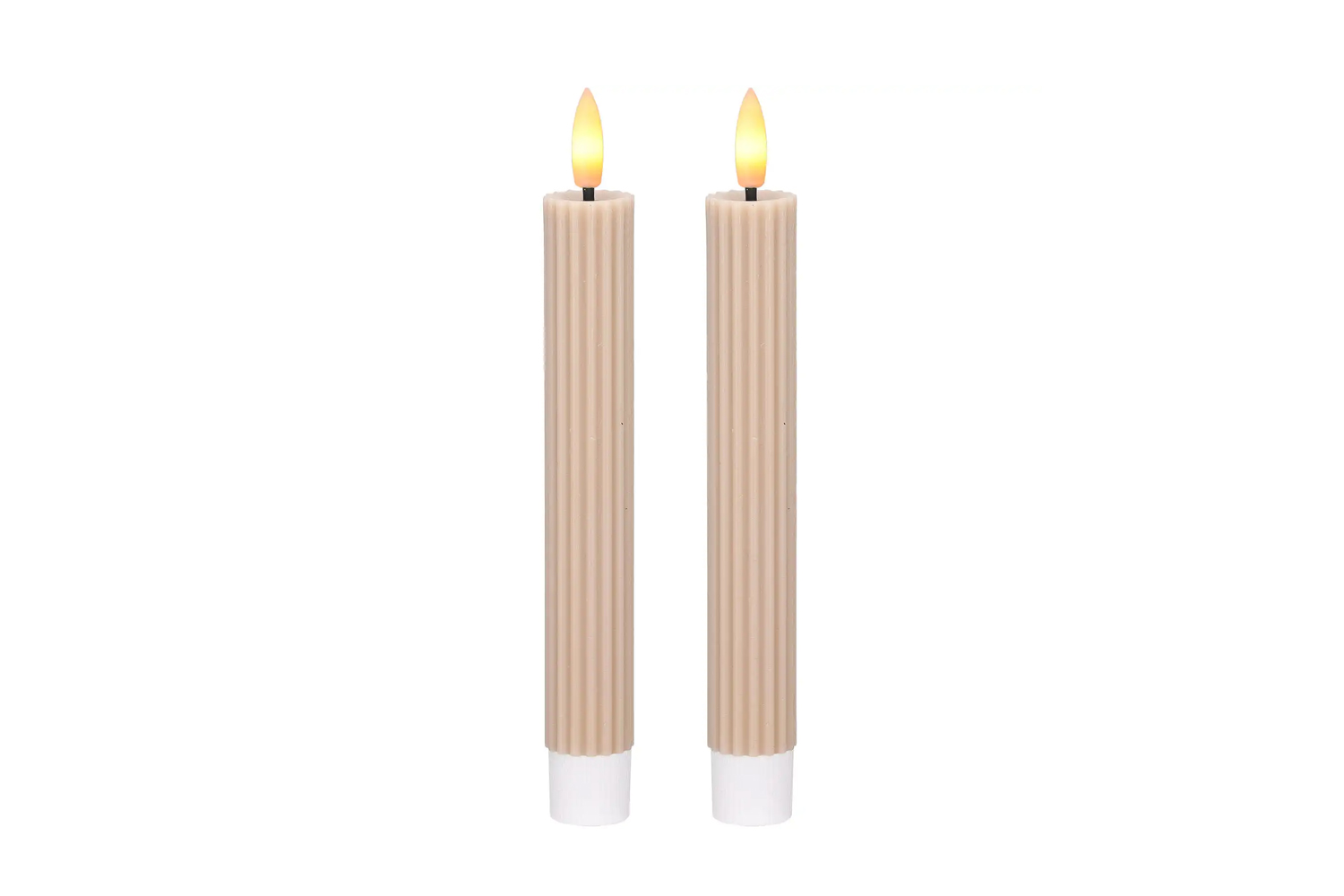 0017542-led-stabkerzen-echtwachs-dinnerkerze-beige_1.jpg LED-Stabkerzen 2er Set Ø2,2x15,5 cm Dinnerkerze Riffel Timer Beige