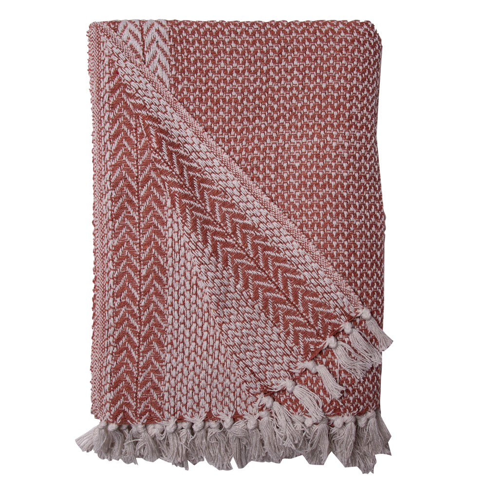 Decke Überwurf Agatha 100% Baumwolle 130x180 cm Skandinavisch Alt Rosa Decke Überwurf Agatha 100% Baumwolle 130x180 cm Skandinavisch