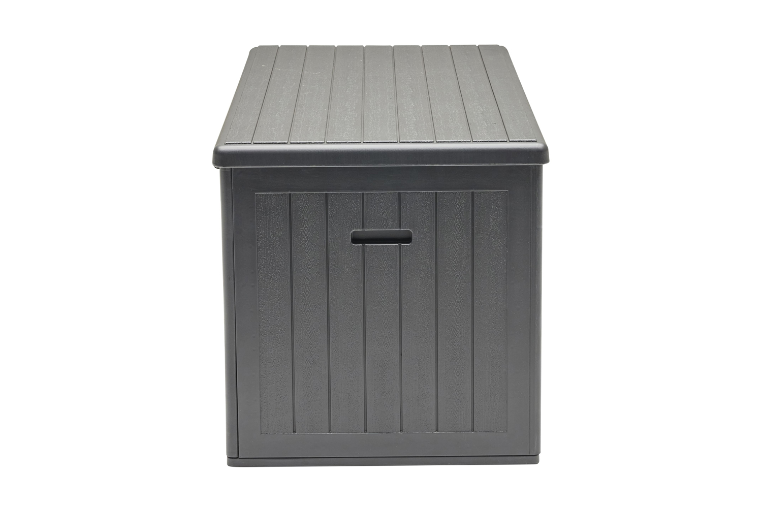 Aufbewahrungsbox Lilo Kissenbox Gartentruhe 140x70 cm Holzmaserung Schwarz