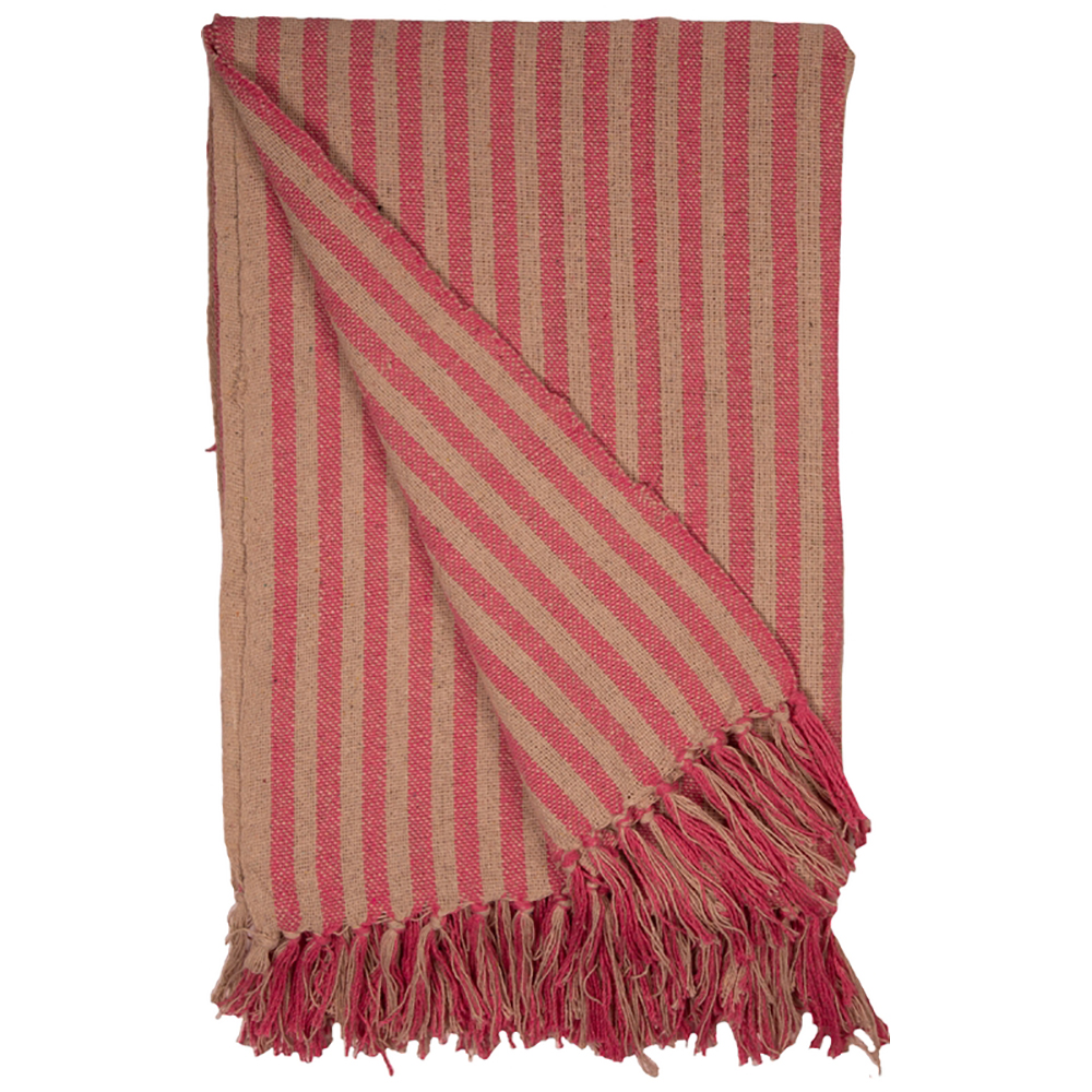 Decke Überwurf Streifen Design 100% Baumwolle 130x180 cm Skandinavisch Rosa/Beige Decke Überwurf Streifen Design 100% Baumwolle 130x180 cm Skandinavisch