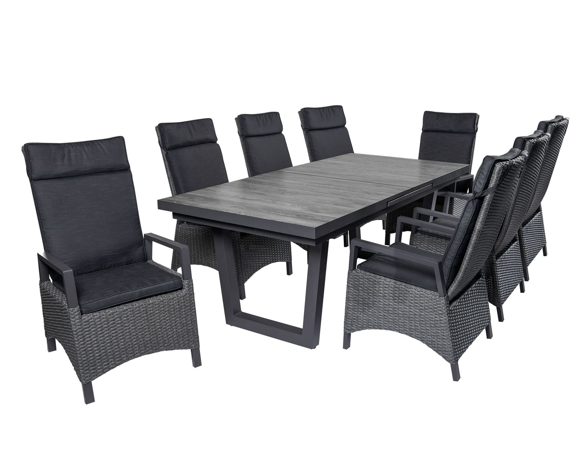 Dining Set I Sitzgruppe Gartenset Nizza Ausziehtisch + 8 Positionsstühle grau Dining Set I Sitzgruppe Gartenset Nizza Ausziehtisch + 8 Positionsstühle grau