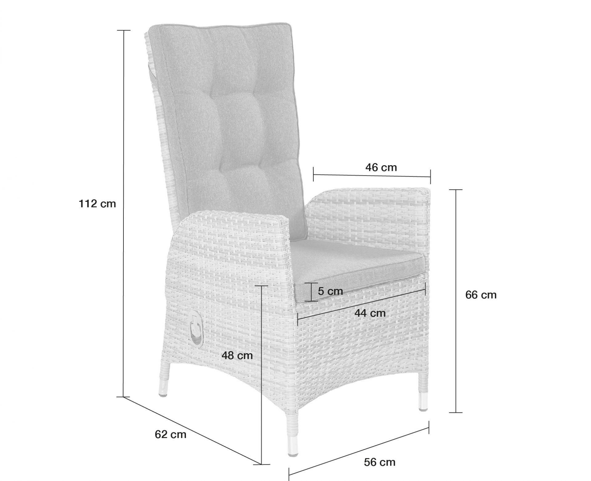 Dining Positionsstuhl Boston Verstellsessel Gartenstuhl Esstischstuhl weiß-grau Dining Positionsstuhl Boston Verstellsessel Gartenstuhl Esstischstuhl weiß-grau