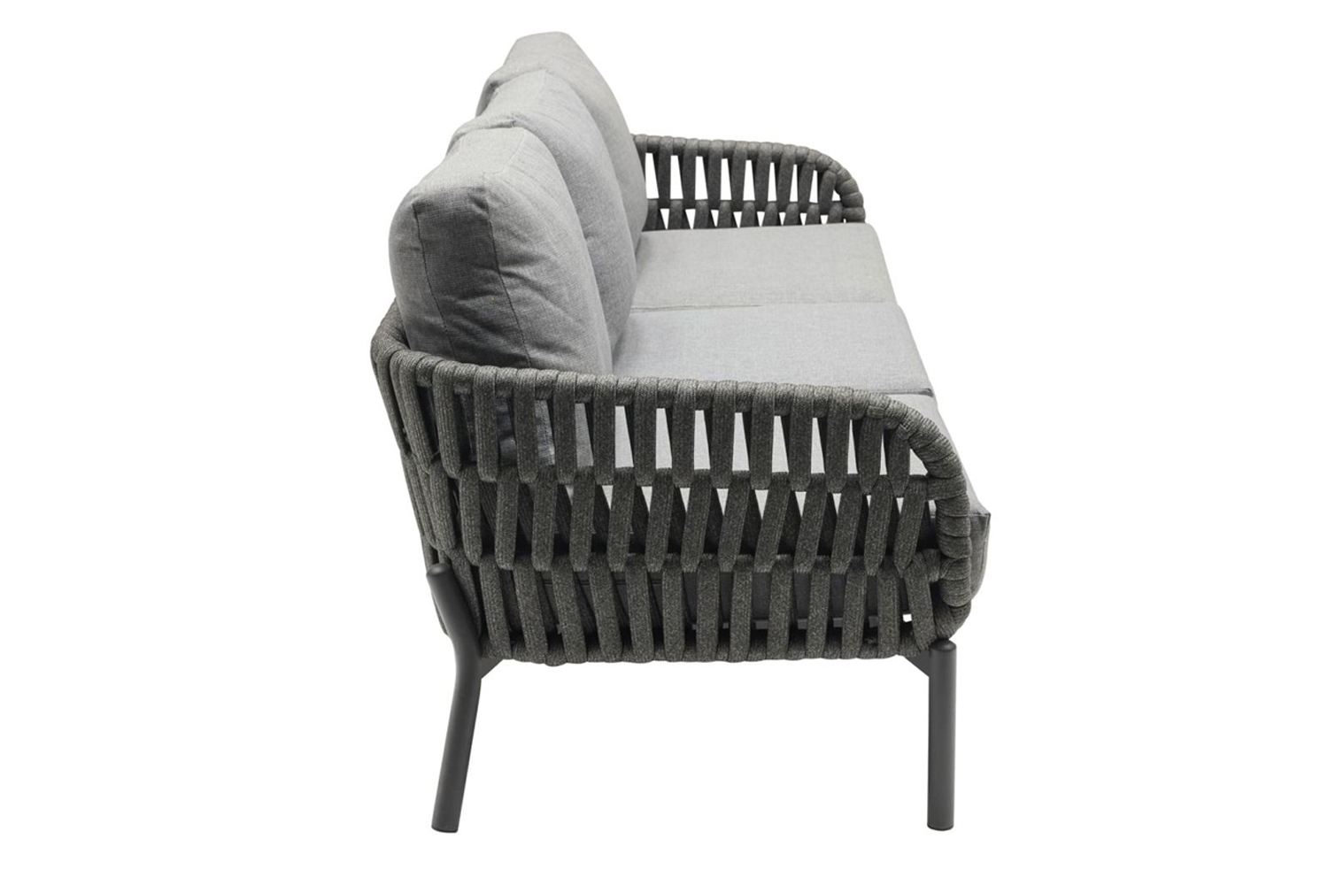 Loungesofa Malte 3-Sitzer Gartensofa mit Polster Relaxsofa Rope Anthrazit Loungesofa Malte 3-Sitzer Gartensofa mit Polster Relaxsofa Rope Anthrazit