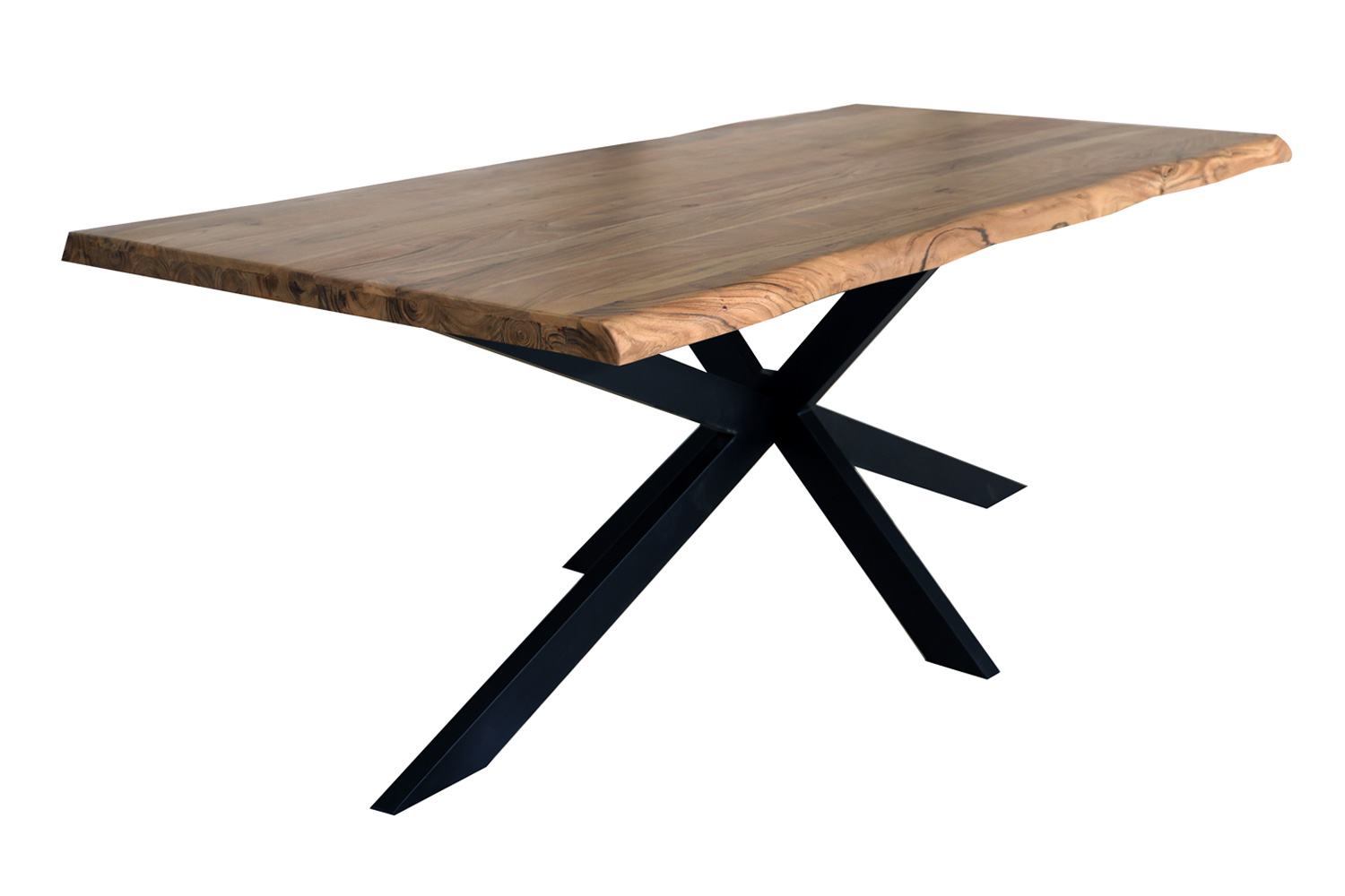 Esstisch Florenz 200x100 cm Massivholz Baumkante Spinnengestell Holztisch Akazienholz
