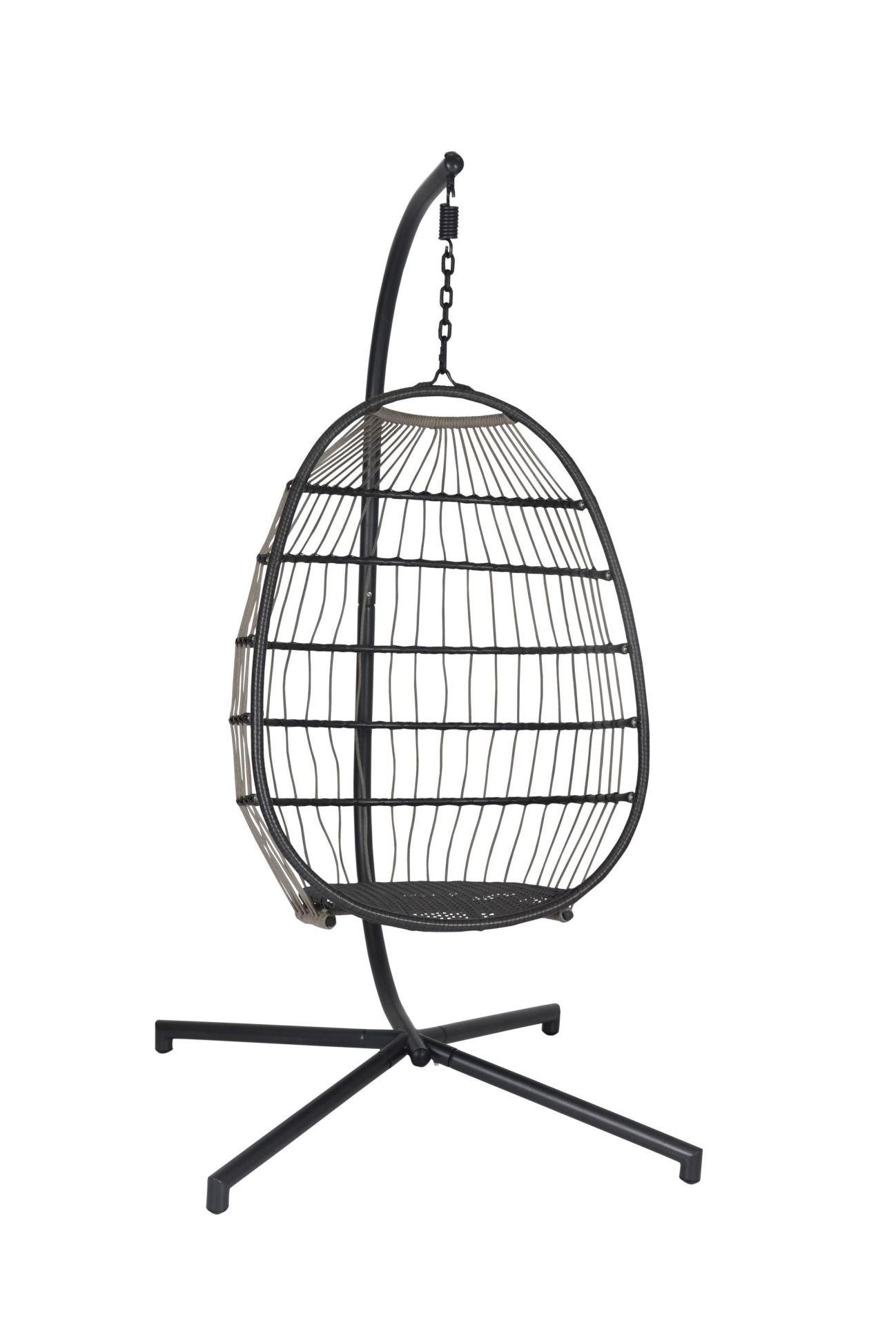 Garten- Hängesessel Hamburg Hängestuhl Hängekorb mit Gestell grau anthrazit