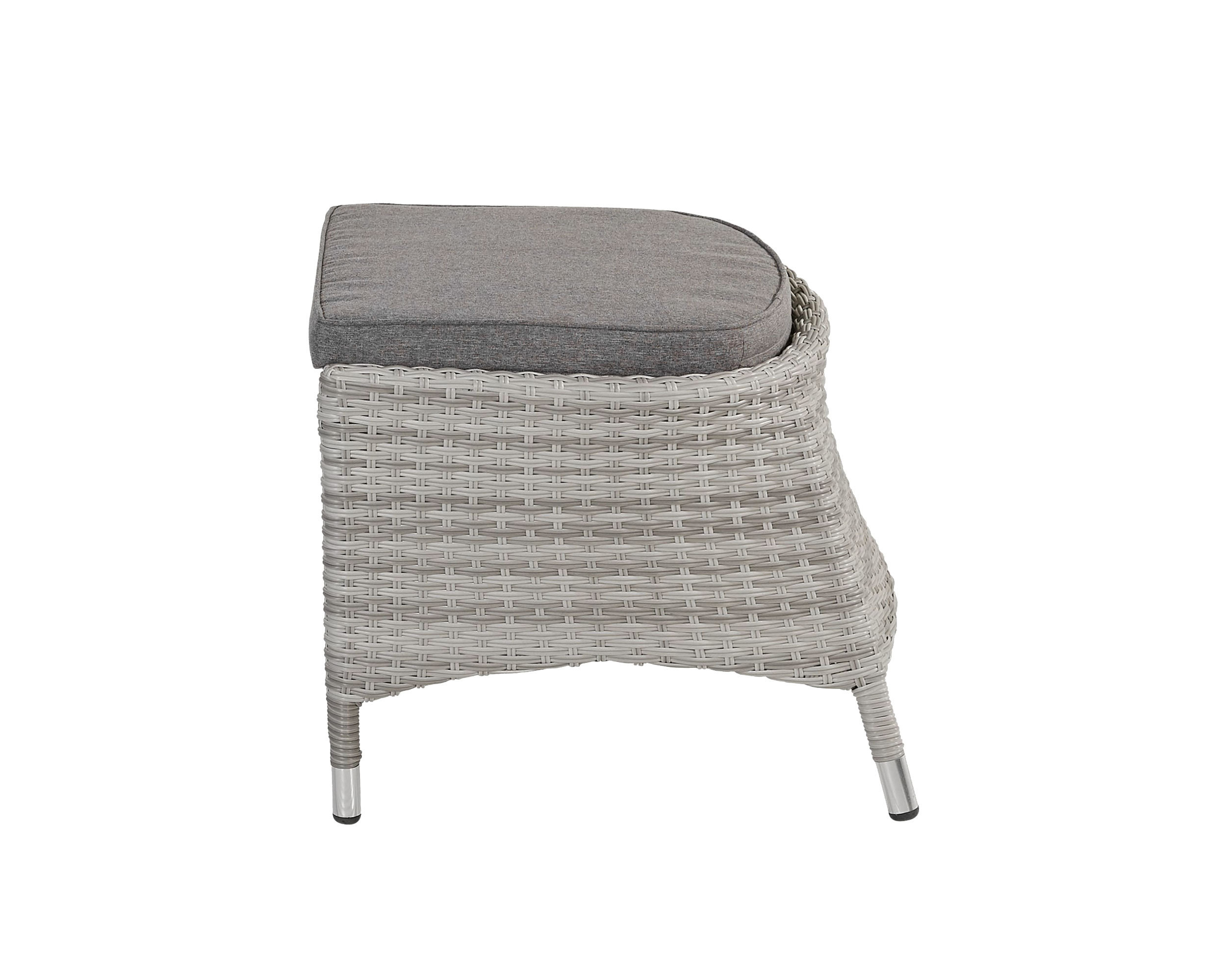 Hocker Fußbank Rio, grau, Rattanoptik, Garten, wetterfest