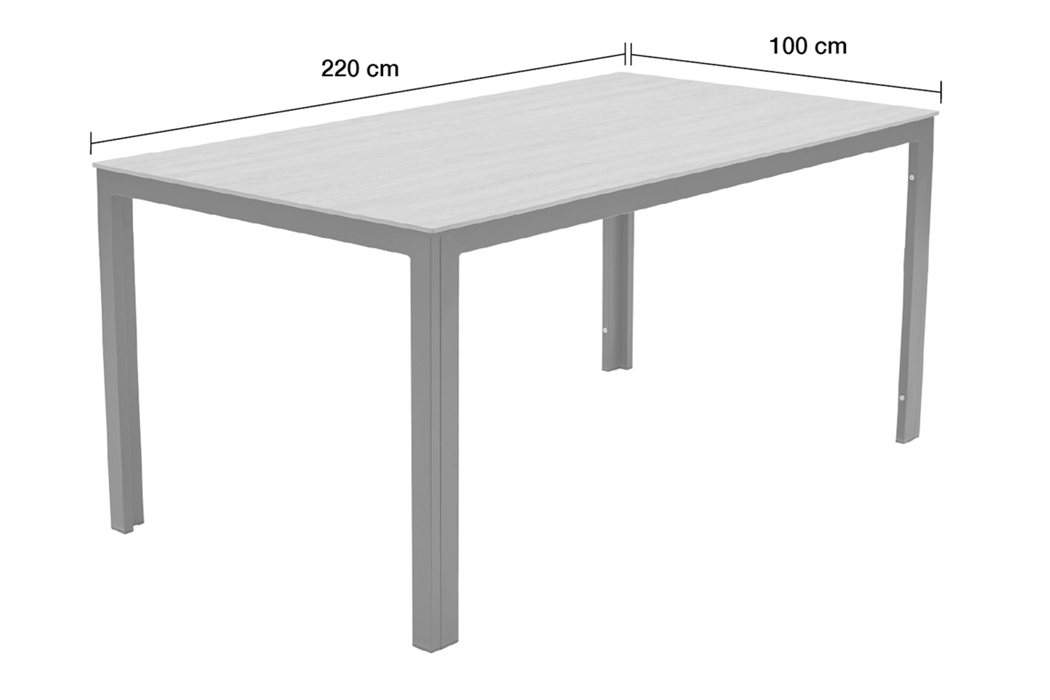 Gartentisch Mira Esstisch Terrassentisch 220x100x75cm Aluminium/LL Bord Anthrazit
