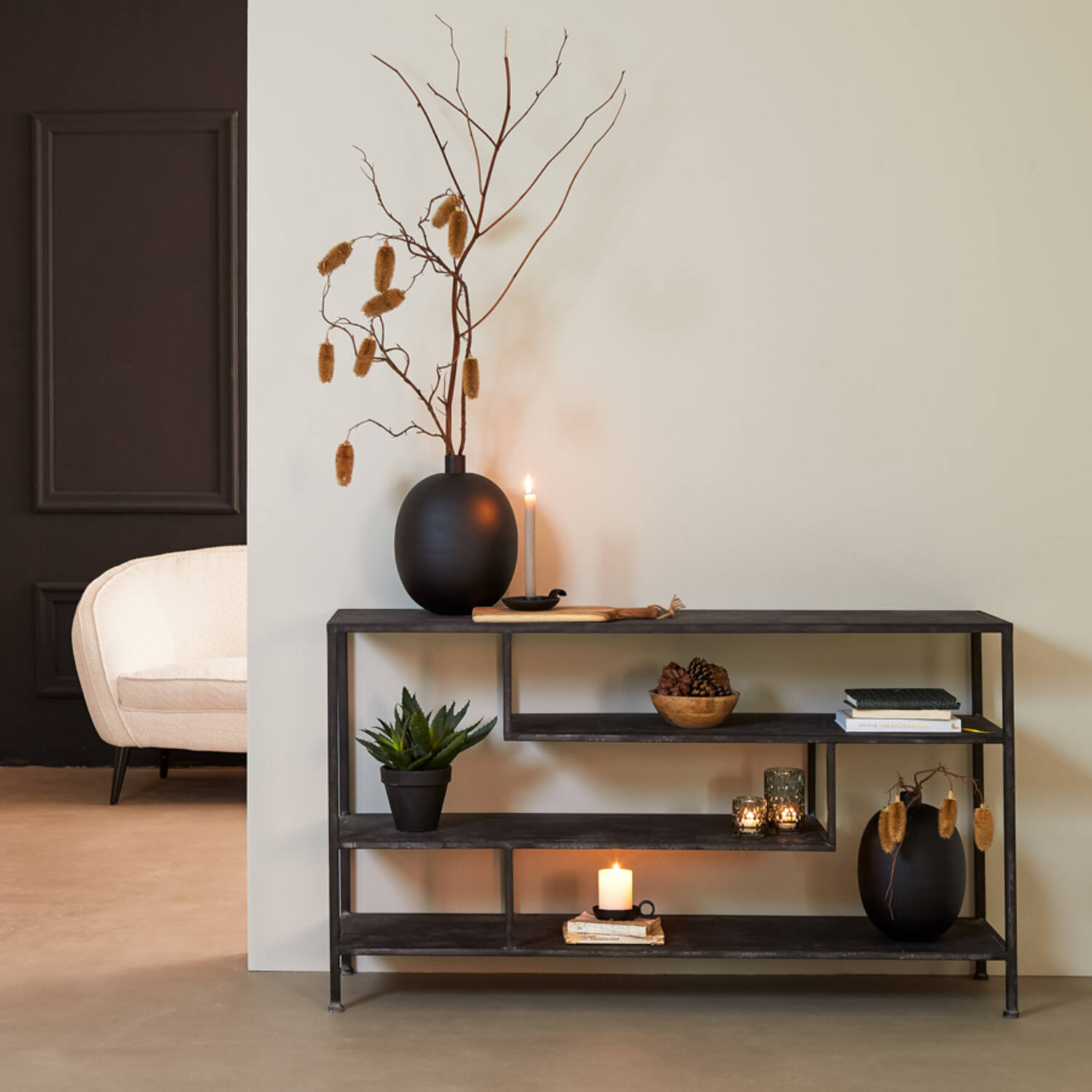 Konsolentisch YLAYA von Light & Living 140x35x80,5 cm Regal Antik Schwarz