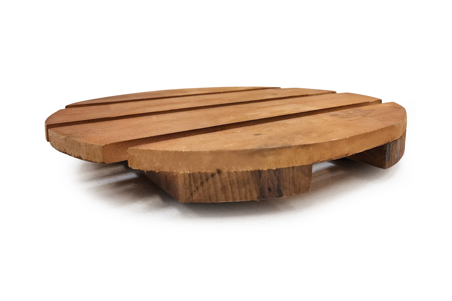 Pflanzenroller Blumenroller mit versteckten Rollen rund Akazienholz Ø40 cm