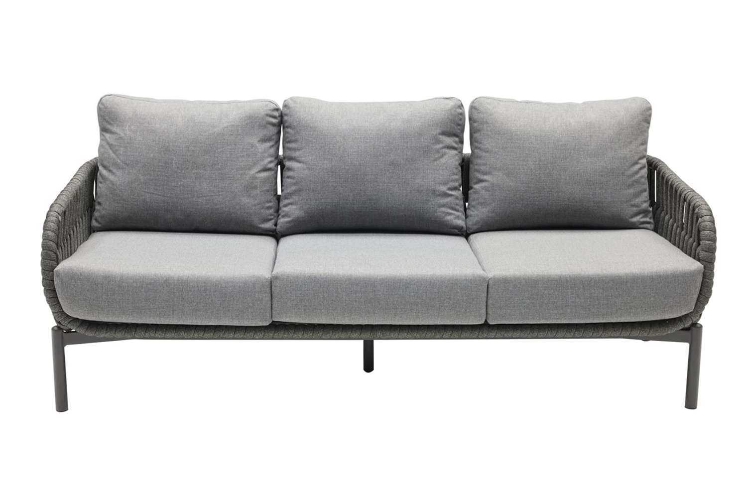 Loungesofa Malte 3-Sitzer Gartensofa mit Polster Relaxsofa Rope Anthrazit