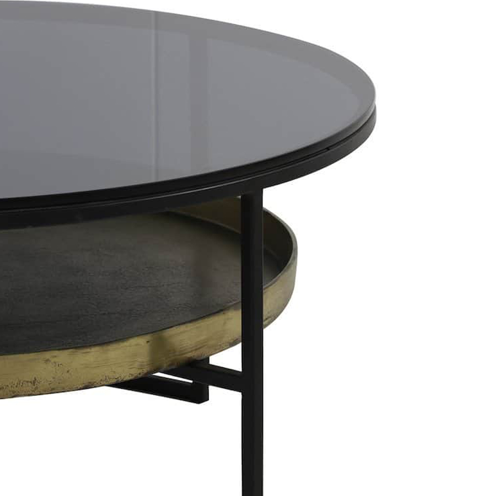 Couchtisch ROWDY von Light & Living Ø88x40 cm Glas Schwarz-Antik Bronze