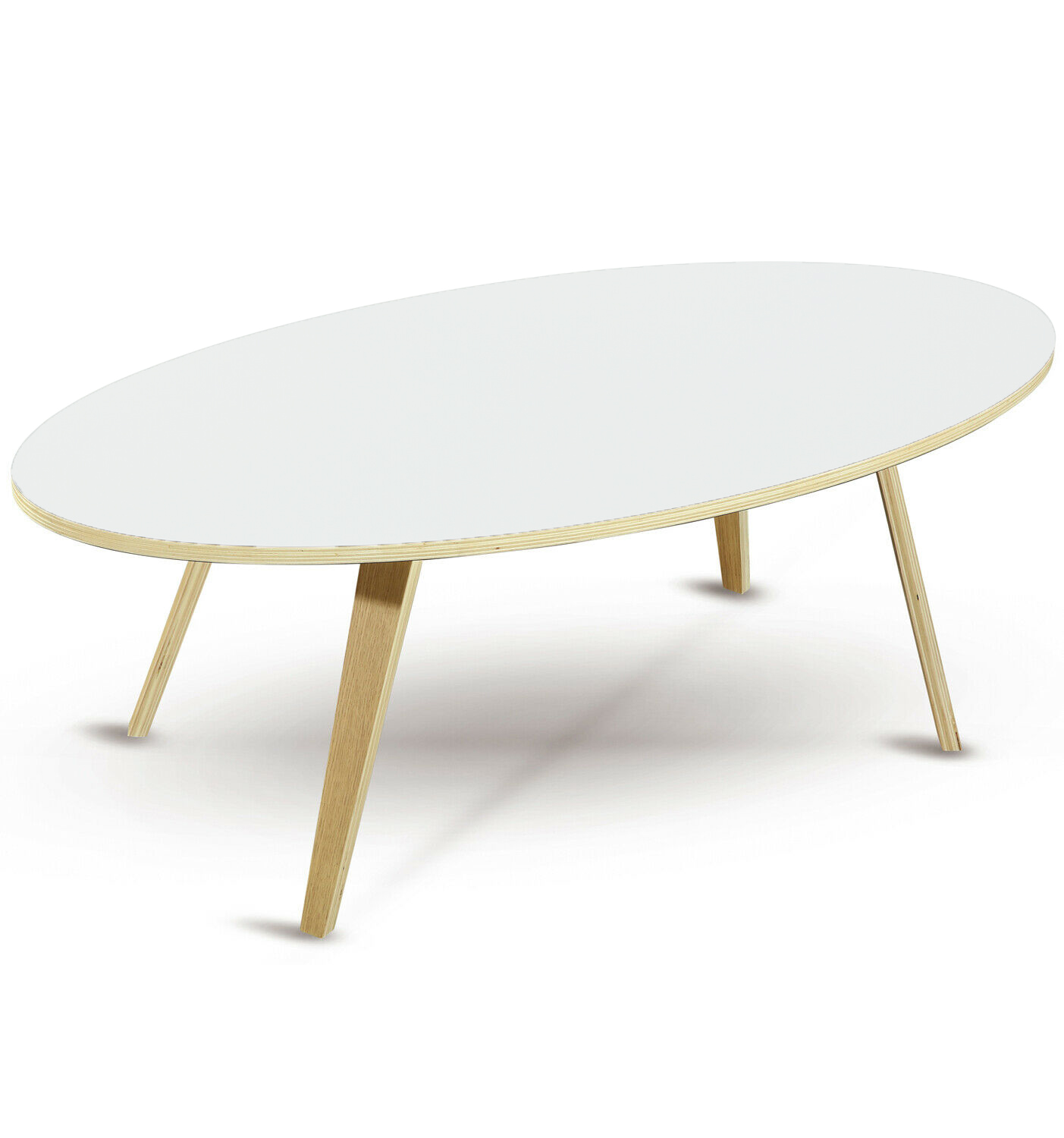 Couchtisch Beistelltisch ARVIKA Skandinavisch Tisch oval 120cm Weiß