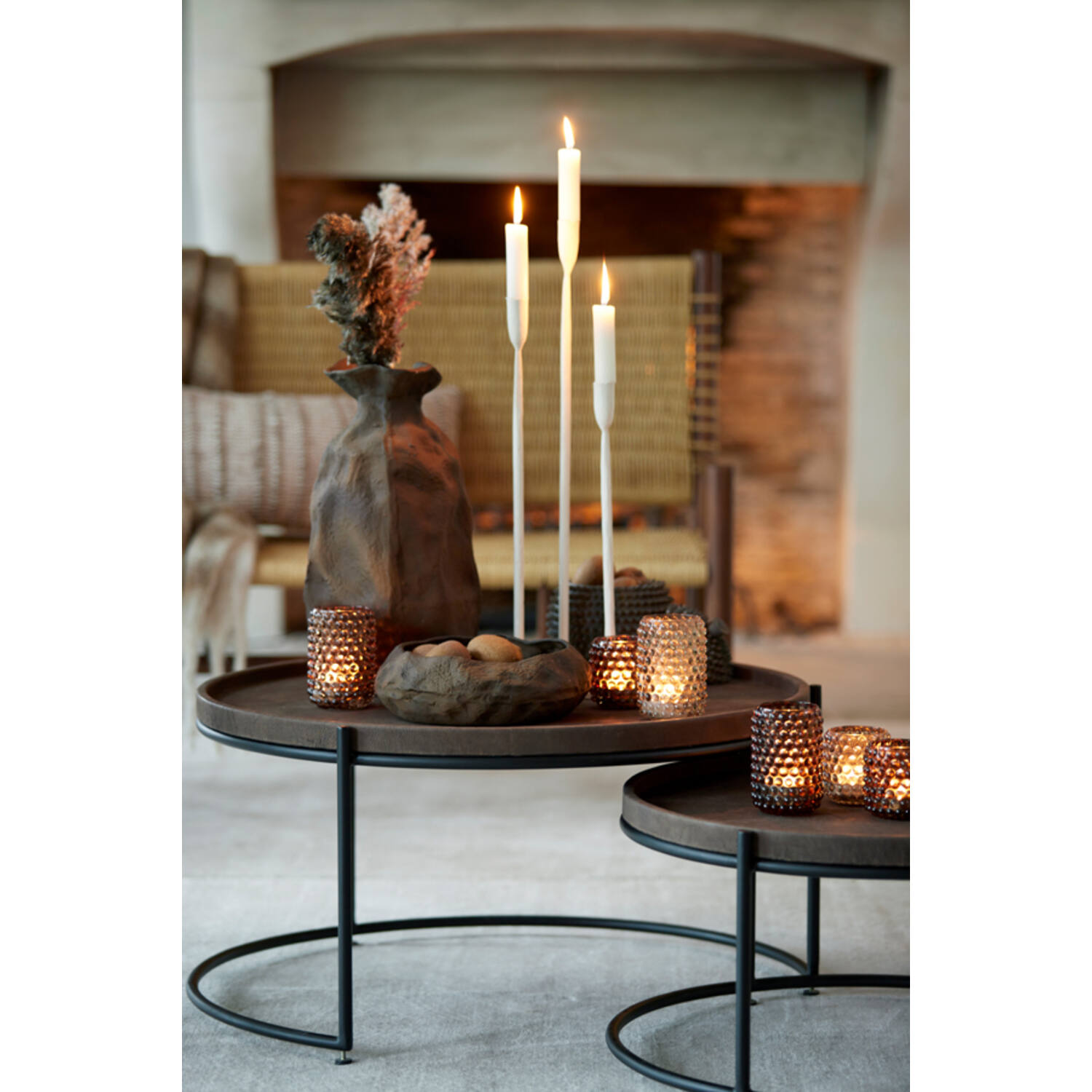 Couchtisch 2er Set JAIRO von Light & Living Wohnzimmertisch Leder braun+schwarz