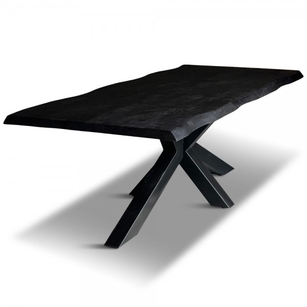 Esszimmer-Tisch Massivholz Baumkantentisch Akazie Esstisch Spinnenbeine 200/220 cm
