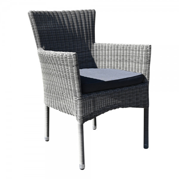 Polyrattan Stuhl Garten-Dining-Sessel Geflecht Gartenmöbel Aluminiumgestell mit Polster Grau