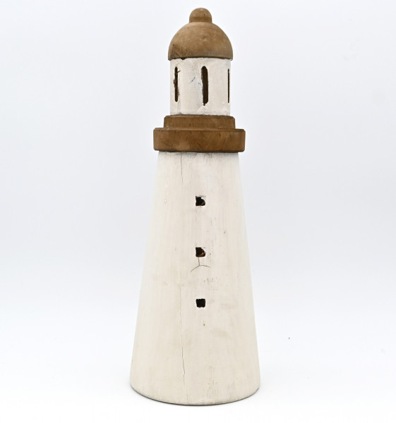Leuchtturm Deko Figur Holz Maritim Miniatur Leuchtfeuer Turm -Rustik-