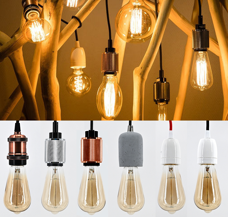 4x E27 Vintage Edison Lampenfassung Lampensockel Fassung Lampenfuss Socket DE 